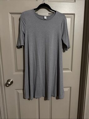 Old Navy Light Gray Midi Swing Dress - Short Sleeve